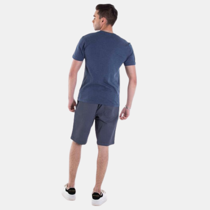 Mens Printed Slim Fit Tee 46 Melange Indigo Blue
