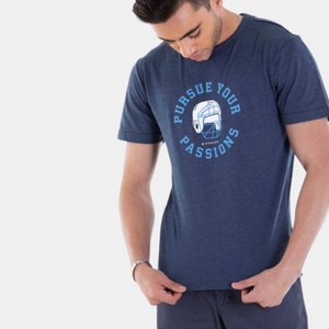 Mens Printed Slim Fit Tee 46 Melange Indigo Blue
