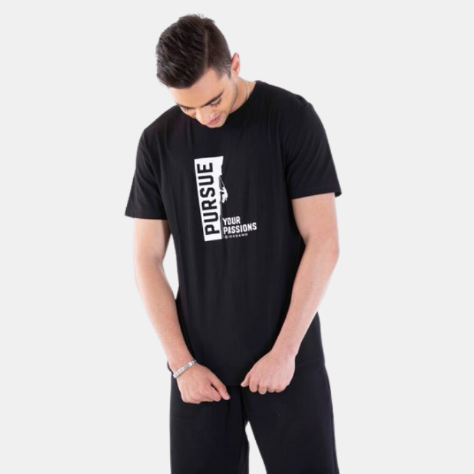 Mens Printed Slim Fit Tee 82 Signature Black