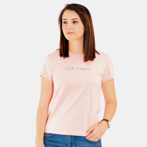 Ladies Printed T-Shirt Pink "Look Forward"