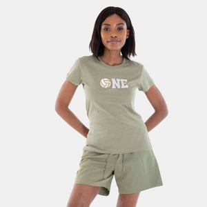 Ladies Printed Crew Neck T-Shirt 55 Oil Green