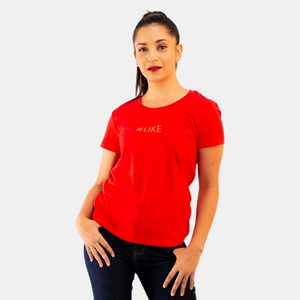 Ladies Printed T-Shirt Red "#LIKE"