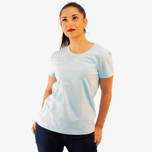Ladies Printed T-Shirt Cool Blue "Be Free"