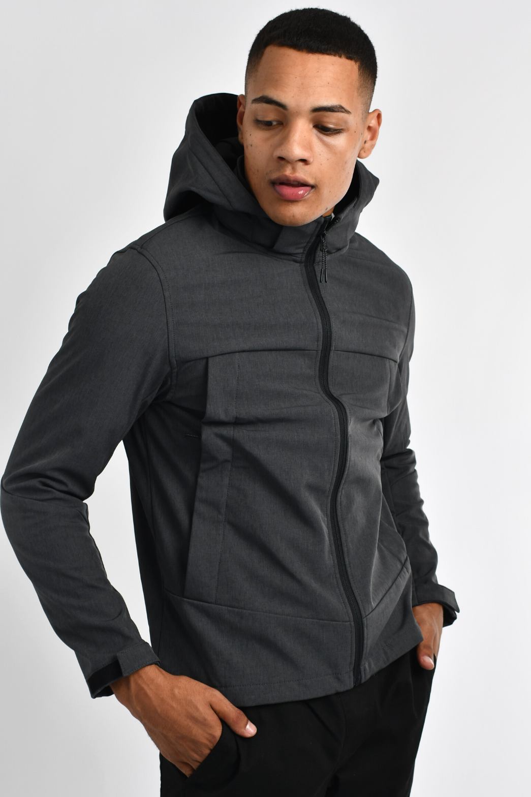 G Motion Soft Shell Jacket Dark Heather Grey Giordano South Africa