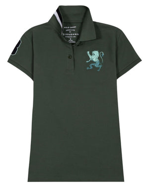 3D Lion Stretchy Slim Fit Ladies Golfer Shirt 46 Thyme Green