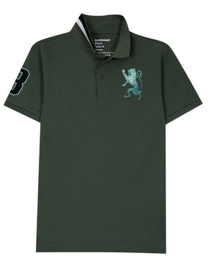 3D Lion Stretchy Slim Fit Golfer Shirt 46 Thyme Green