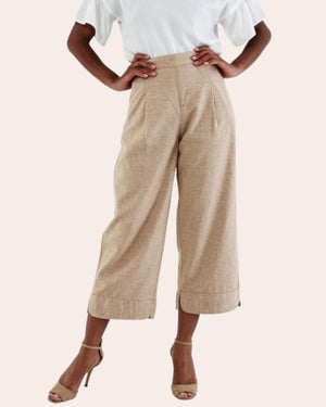 Ladies Linen/Cotton Pants Khaki Beige