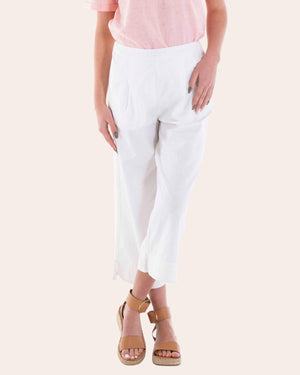 Ladies Linen/Cotton Pants Signature White