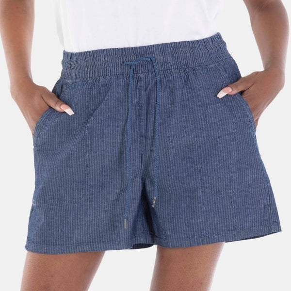 Ladies Drawstring Cotton Shorts 76 Med Indigo