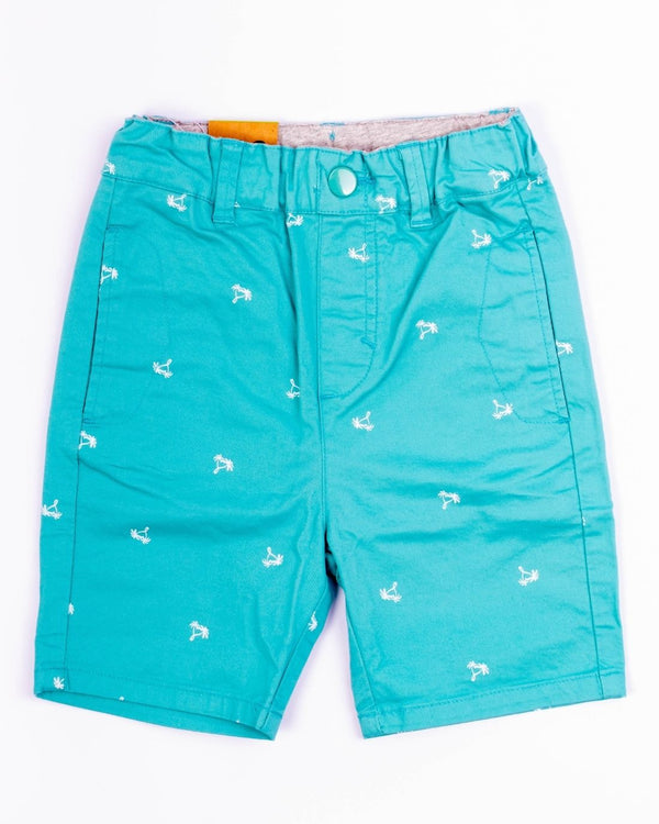 Junior Casual Chino Shorts Turquoise Print