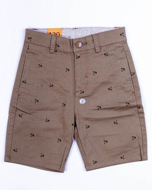 Junior Casual Chino Shorts Thyme Green Print