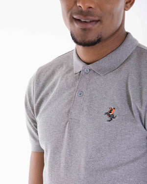 3D Small Napoleon Stretchy Slim Fit Golfer Shirt 48 Melange Mid Grey