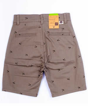 Junior Casual Chino Shorts Thyme Green Print