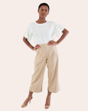 Ladies Linen/Cotton Pants Khaki Beige