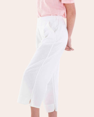 Ladies Linen/Cotton Pants Signature White