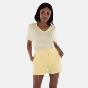 Ladies French Terry Cotton Shorts 46 Pale Banana Yellow