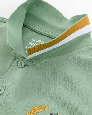 3D Small Napoleon Crest Stretchy Slim Fit Golfer Shirt 86 Basil Green