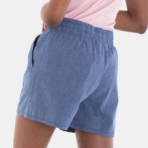 Ladies Drawstring Cotton Shorts 72 Med Indigo x Snow White