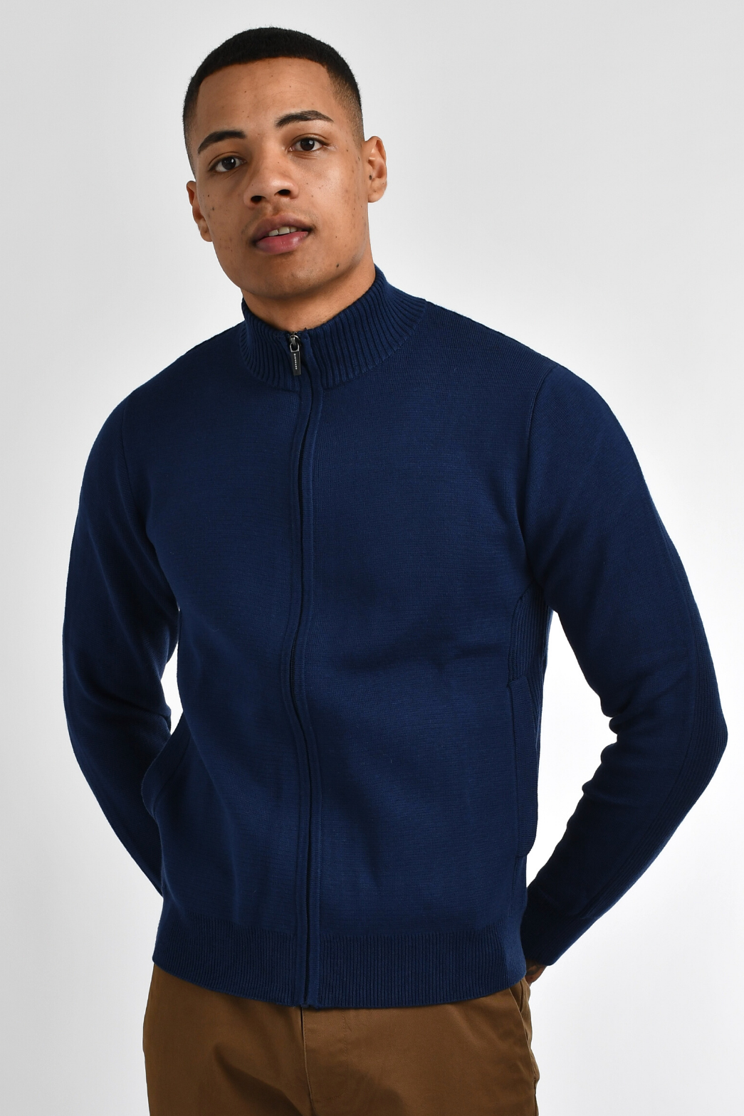 Mens mock online neck zip sweater