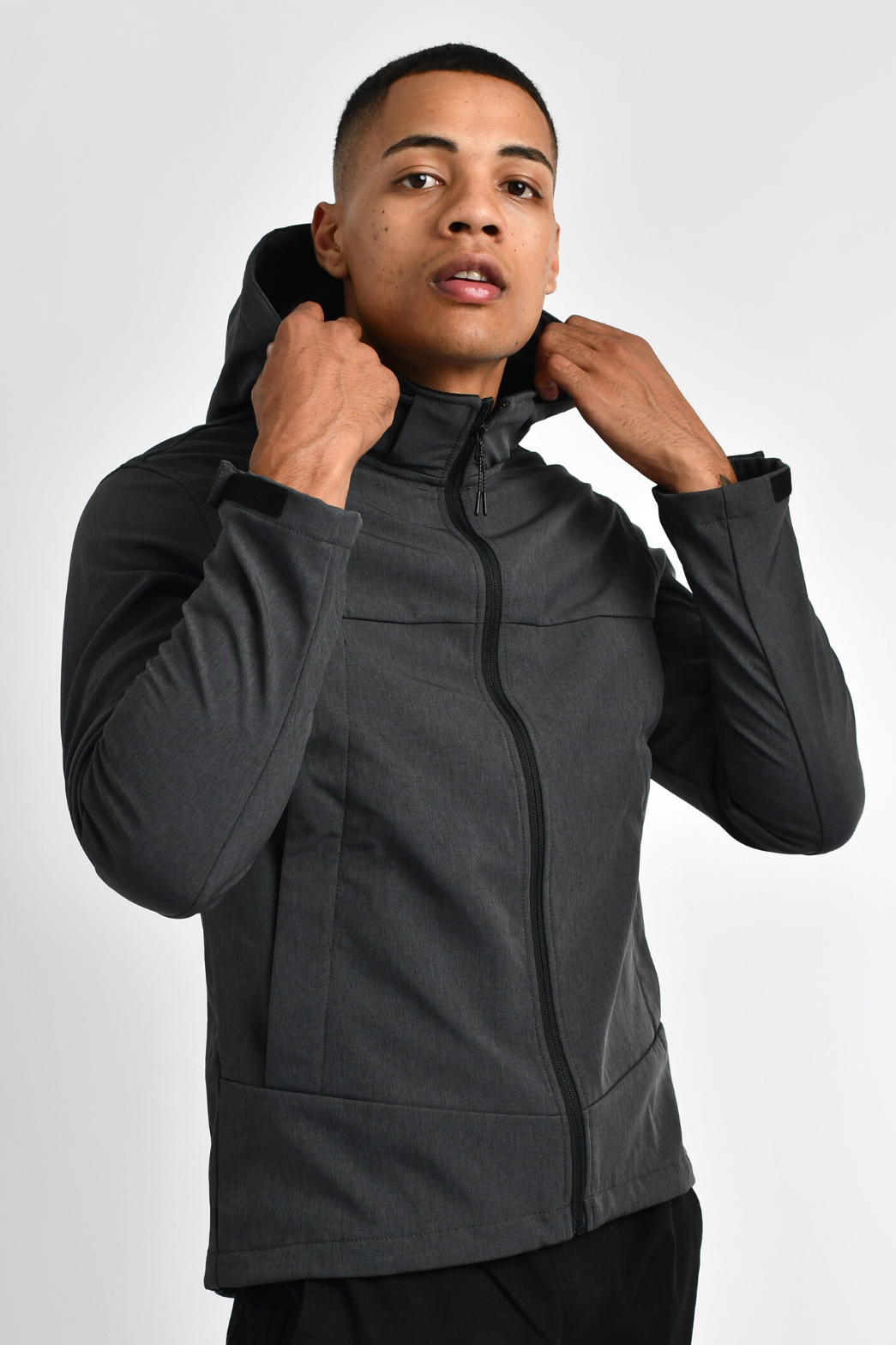 G-Motion Soft Shell Jacket Dark Heather Grey - Giordano South Africa