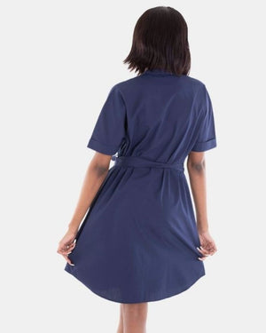 Ladies Cotton Kimino Sleeve Boyfriend Dress 67 Peacock Blue