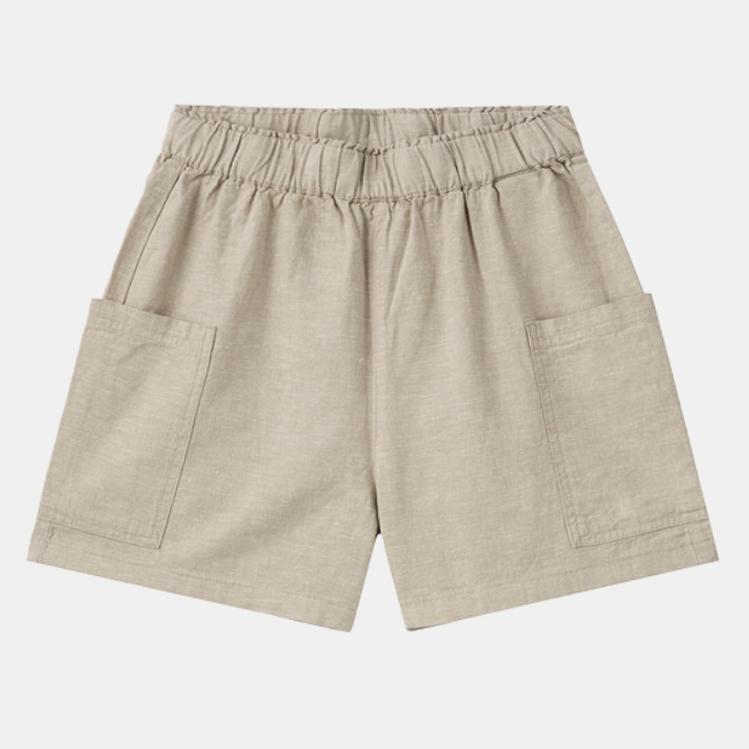 Ladies Elastic Waistband Wide Pocket Linen Shorts 96 Simply Taupe Khak Giordano South Africa