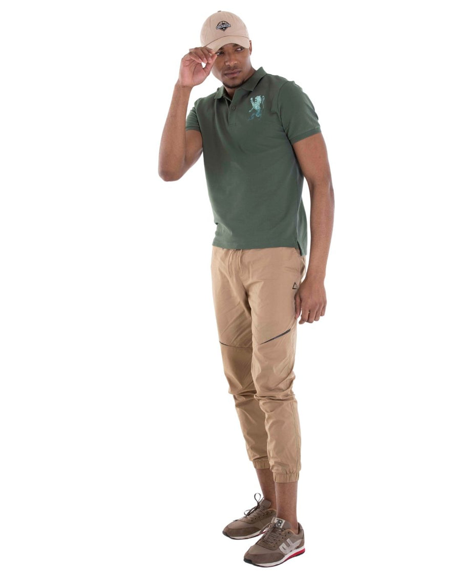 3D Lion Stretchy Slim Fit Golfer Shirt 46 Thyme Green