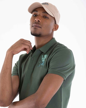 3D Lion Stretchy Slim Fit Golfer Shirt 46 Thyme Green