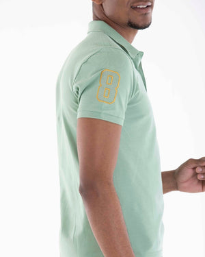 3D Small Napoleon Crest Stretchy Slim Fit Golfer Shirt 86 Basil Green
