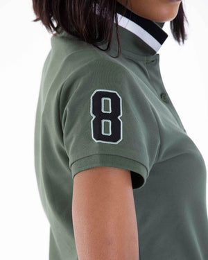 3D Lion Stretchy Slim Fit Ladies Golfer Shirt 46 Thyme Green