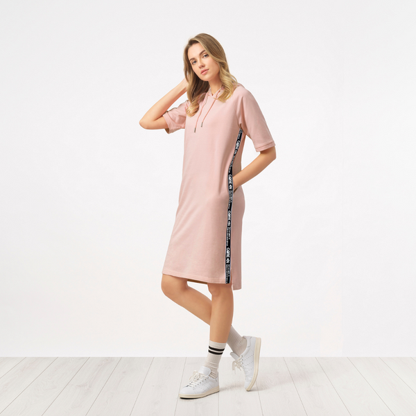 Giordano Women Strap Short-Sleeve Hooded Dress - Rosewater Pink