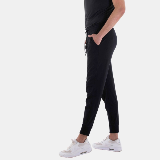 Stretchy Elastic Waistband Lightweight Jogger Pants 09 Signature Black