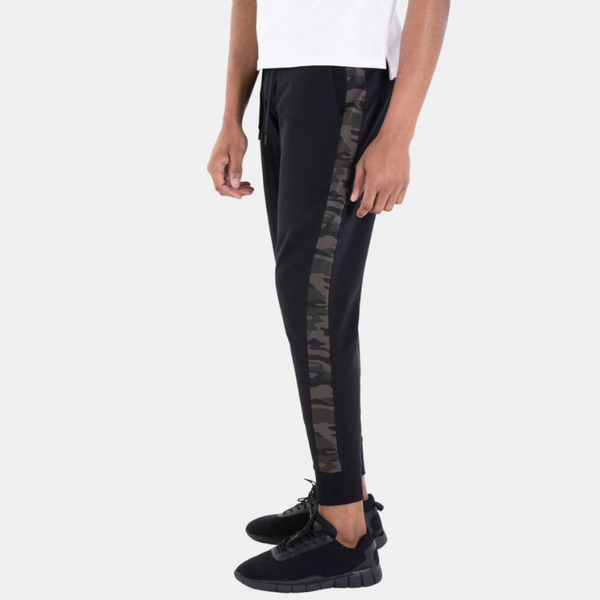 Stretchy Elastic Waistband Lightweight Jogger Pants 61 Signature Black x Camo Taping