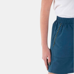 Ladies Drawstring Cotton Shorts 64 Majolico Blue x Snow