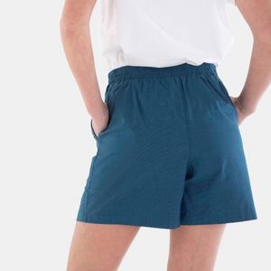 Ladies Drawstring Cotton Shorts 64 Majolico Blue x Snow