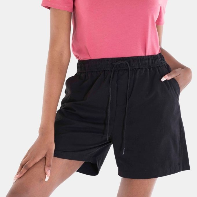Ladies Drawstring Cotton Shorts 09 Signature Black Giordano