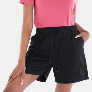 Ladies Drawstring Cotton Shorts 09 Signature Black