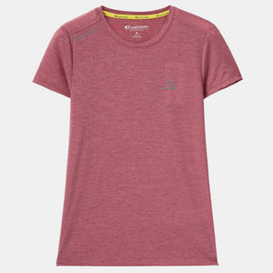 G-Motion Ladies Short Sleeve T-shirt 61 Melange Space Dyed Mauve Wood Red