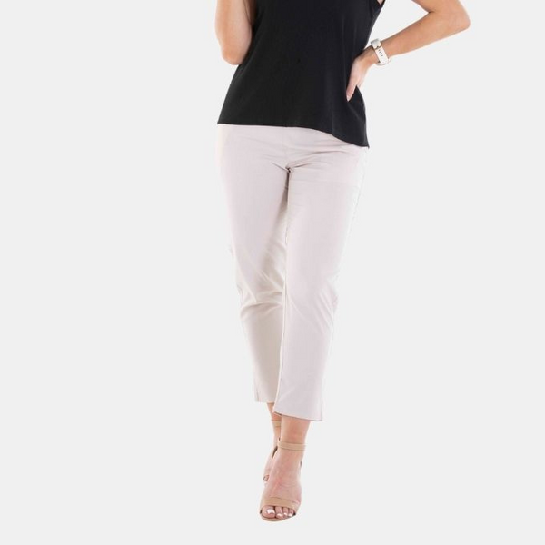 Solid Elastic Waistband Ladies Casual Pants 07 Pumice Stone Grey