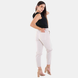 Solid Elastic Waistband Ladies Casual Pants 07 Pumice Stone Grey