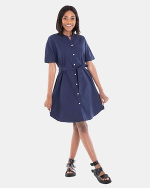 Ladies Cotton Kimino Sleeve Boyfriend Dress 67 Peacock Blue